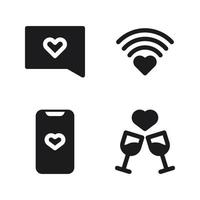 Romance icons set. speech bubble, signal, smartphone, drink. Perfect for website mobile app, app icons, presentation, illustration and any other projects vector