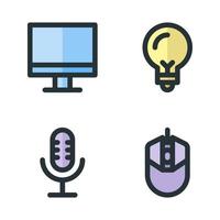 Electronics Device icons set. monitor, lamp, microphone, mouse. Perfect for website mobile app, app icons, presentation, illustration and any other projects vector