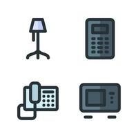 Electronics Device icons set. lamp, calculator, telephone, oven. Perfect for website mobile app, app icons, presentation, illustration and any other projects vector