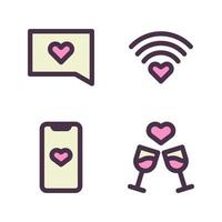 Romance icons set. speech bubble, signal, smartphone, drink. Perfect for website mobile app, app icons, presentation, illustration and any other projects vector