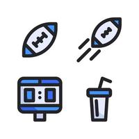 American Football icons set. Rugby, shoot, score board, soda. Perfect for website mobile app, app icons, presentation, illustration and any other projects vector