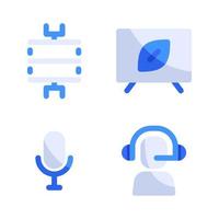 American Football icons set. Field, monitor, microphone, commentator. Perfect for website mobile app, app icons, presentation, illustration and any other projects vector