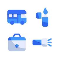 Adventure icons set. Van, fire gas, medical box, flash light. Perfect for website mobile app, app icons, presentation, illustration and any other projects vector