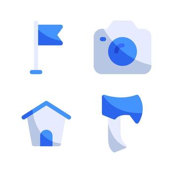 aventuras íconos colocar. bandera, cámara, hogar, hacha, . Perfecto para sitio web móvil aplicación, aplicación iconos, presentación, ilustración y ninguna otro proyectos vector