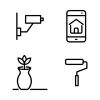 Real Estate icons set. Cctv, smartphone, pot flower, paint brush. Perfect for website mobile app, app icons, presentation, illustration and any other projects vector