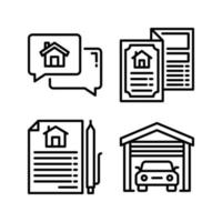 Real Estate icons set. Speech Bubble, brochure, contract, garage. Perfect for website mobile app, app icons, presentation, illustration and any other projects vector