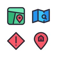 Maps Navigation icons set. Map, search map, warning, pin home. Perfect for website mobile app, app icons, presentation, illustration and any other projects vector