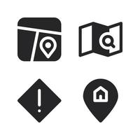 Maps Navigation icons set. Map, search map, warning, pin home. Perfect for website mobile app, app icons, presentation, illustration and any other projects vector