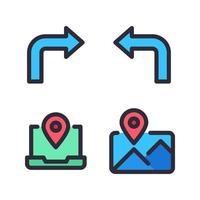 Maps Navigation icons set. Right, left, lamp, image landscape. Perfect for website mobile app, app icons, presentation, illustration and any other projects vector