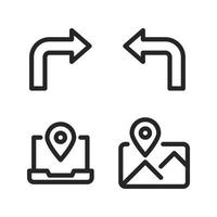 Maps Navigation icons set. Right, left, lamp, image landscape. Perfect for website mobile app, app icons, presentation, illustration and any other projects vector