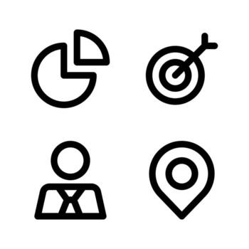 Business Management. Pie, target, user, pin. Perfect for website mobile app, app icons, presentation, illustration and any other projects Free Vector