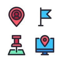 Maps Navigation icons set. Pin user, flag, point map, monitor. Perfect for website mobile app, app icons, presentation, illustration and any other projects vector