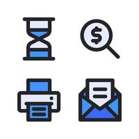 Business Management. Hourglass, search, printer, email. Perfect for website mobile app, app icons, presentation, illustration and any other projects Free Vector