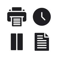 User Interface icons set. Printer, time, stop, file. Perfect for website mobile app, app icons, presentation, illustration and any other projects vector