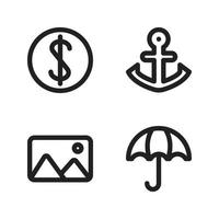 Summer Holiday icons set. coin, anchor, image, umbrella . Perfect for website mobile app, app icons, presentation, illustration and any other projects vector