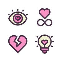 Romance icons set. eye, infinity, broken heart, lamp. Perfect for website mobile app, app icons, presentation, illustration and any other projects vector