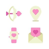 romance íconos colocar. flecha, alfiler, reloj inteligente, carta. Perfecto para sitio web móvil aplicación, aplicación iconos, presentación, ilustración y ninguna otro proyectos vector