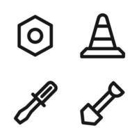 Labor Day icons set. screw, cone, screw tools, spade. Perfect for website mobile app, app icons, presentation, illustration and any other projects vector