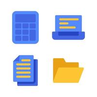 Education icons set. Calculator, laptop, file, folder. Perfect for website mobile app, app icons, presentation, illustration and any other projects vector