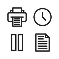 User Interface icons set. Printer, time, stop, file. Perfect for website mobile app, app icons, presentation, illustration and any other projects vector