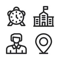 Education icons set. Alarm, school, teacher, pin. Perfect for website mobile app, app icons, presentation, illustration and any other projects vector