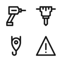 Labor Day icons set. drill, jack, crane, warning. Perfect for website mobile app, app icons, presentation, illustration and any other projects vector