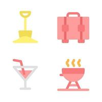 Summer Holiday icons set. shovel, briefcase, cocktail, barbeque . Perfect for website mobile app, app icons, presentation, illustration and any other projects vector