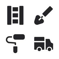 Labor Day icons set. stairs, spade, paint brush, truck car . Perfect for website mobile app, app icons, presentation, illustration and any other projects vector