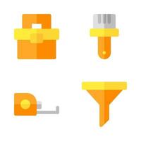 Labor Day icons set. crenelation bag, paint brush, measuring tape, filter. Perfect for website mobile app, app icons, presentation, illustration and any other projects vector