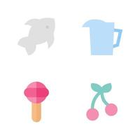 Food Drink icons set. fish, kettle, lollipop, cherry . Perfect for website mobile app, app icons, presentation, illustration and any other projects vector