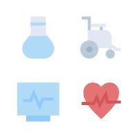 Medical icons set. flask lab, wheelchair, monitor, pulse. Perfect for website mobile app, app icons, presentation, illustration and any other projects vector