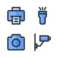 Electronics Device icons set. printer, flas light, camera, cctv. Perfect for website mobile app, app icons, presentation, illustration and any other projects vector