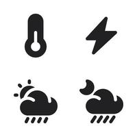 Weather icons set. thermometer, thunder, sun rainy, night rain. Perfect for website mobile app, app icons, presentation, illustration and any other projects vector