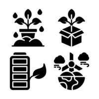 Ecology icons set. water plant, plant package, eco battery, wind energy. Perfect for website mobile app, app icons, presentation, illustration and any other projects vector