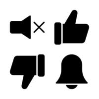 User Interface icons set. Mic mute, like, dislike, bell. Perfect for website mobile app, app icons, presentation, illustration and any other projects vector