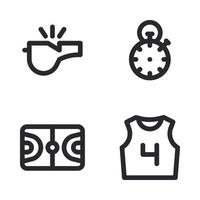 Basketball icons set. Whistle, stopwatch, basketball field, jersey. Perfect for website mobile app, app icons, presentation, illustration and any other projects vector