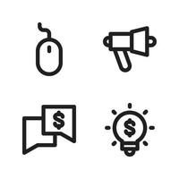 Business Management icons set. Mouse, megaphone, conversation, lamp. Perfect for website mobile app, app icons, presentation, illustration and any other projects vector