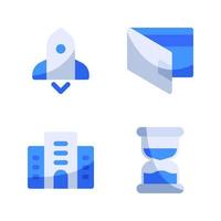 Business Management icons set. Rocket, wallet, building, hourglass. Perfect for website mobile app, app icons, presentation, illustration and any other projects vector