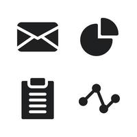 Business Management icons set. Email, pie diagram, clipboard, network. Perfect for website mobile app, app icons, presentation, illustration and any other projects vector