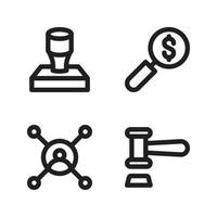 Business Management icons set. Stamp, search, network, auction. Perfect for website mobile app, app icons, presentation, illustration and any other projects vector