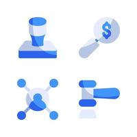 Business Management icons set. Stamp, search, network, auction. Perfect for website mobile app, app icons, presentation, illustration and any other projects vector