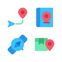 Maps Navigation icons set. Direction map, book map, smartwatch, box pin. Perfect for website mobile app, app icons, presentation, illustration and any other projects vector