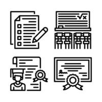 Education icons set. Exam, classroom, diploma, certificate. Perfect for website mobile app, app icons, presentation, illustration and any other projects vector