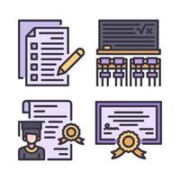 Education icons set. Exam, classroom, diploma, certificate. Perfect for website mobile app, app icons, presentation, illustration and any other projects vector