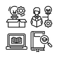 Education icons set. Innovation, critical thinking, ebook, search knowledge. Perfect for website mobile app, app icons, presentation, illustration and any other projects vector