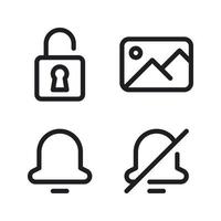 User Interface icons set. Unlock, image, bell, silent. Perfect for website mobile app, app icons, presentation, illustration and any other projects vector