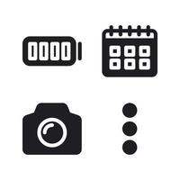 User Interface icons set. Battery, calendar, camera, calendar. Perfect for website mobile app, app icons, presentation, illustration and any other projects vector