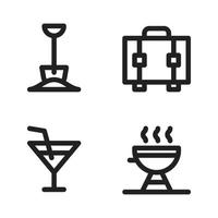 Summer Holiday icons set. shovel, briefcase, cocktail, barbeque . Perfect for website mobile app, app icons, presentation, illustration and any other projects vector