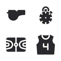 Basketball icons set. Whistle, stopwatch, basketball field, jersey. Perfect for website mobile app, app icons, presentation, illustration and any other projects vector