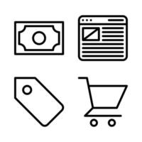 User Interface icons set. Money, website, label, shopping cart. Perfect for website mobile app, app icons, presentation, illustration and any other projects vector